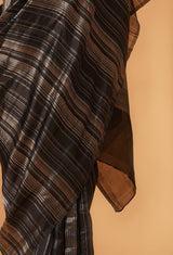 Black Banarasi Kora Silk sari 5