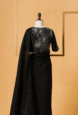 Plain Black Organza sari 54