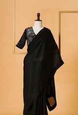 Plain Black Organza sari 54