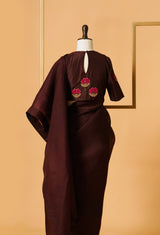 Plain Brown Organza Sari 55