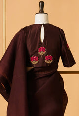 Plain Brown Organza Sari 55