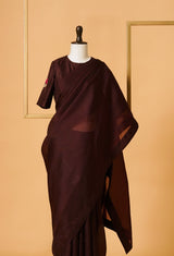 Plain Brown Organza Sari 55