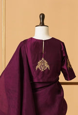Plain Purple Organza Sari