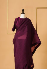 Plain Purple Organza Sari