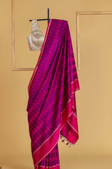 Purple Banarasi Satin-Silk Jaamdani Sari