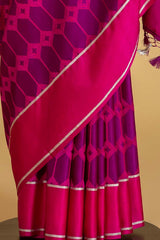 Purple Banarasi Satin-Silk Jaamdani Sari