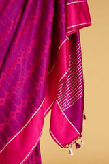 Purple Banarasi Satin-Silk Jaamdani Sari