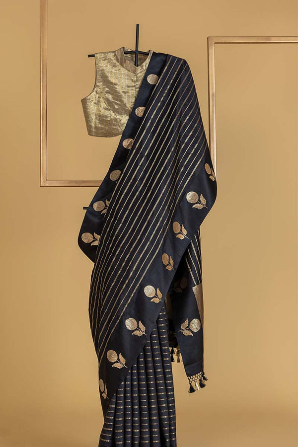 Black Banarasi Silk Sari