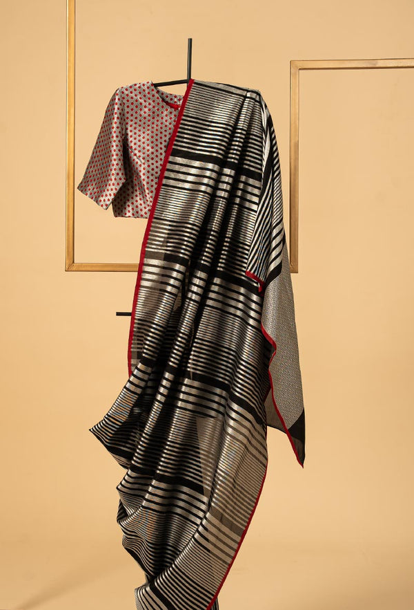 Black  Banarasi Silk Sari