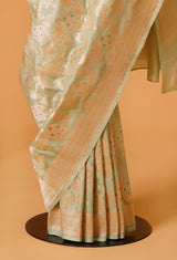 Pastel Green Banarasi Silk Sari
