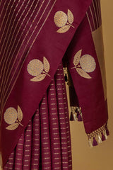 Wine Banarasi Silk Sari