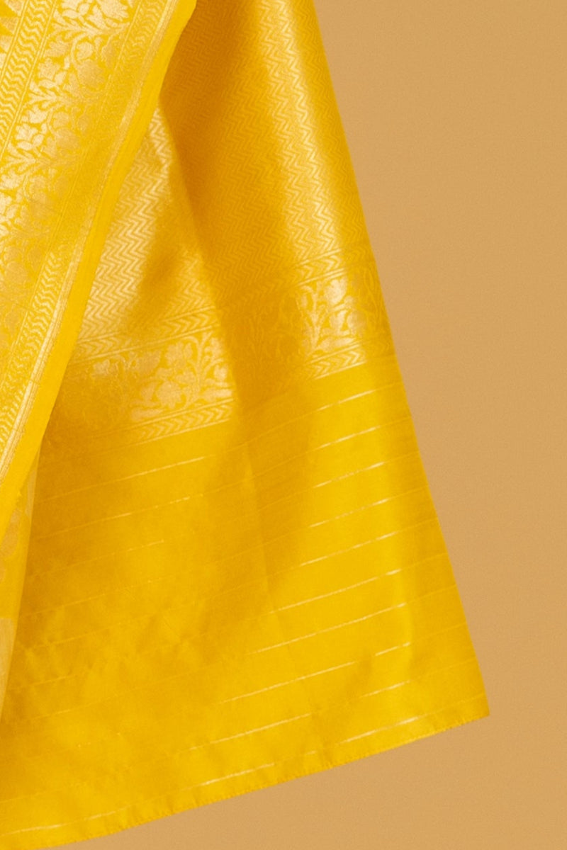 Yellow Banarasi Silk Sari