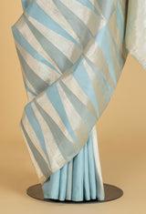 Dusty Blue Kanjeevaram Silk Sari