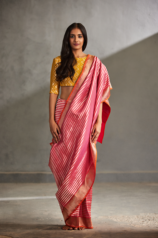 Rani Pink Silk Banarasi Sari