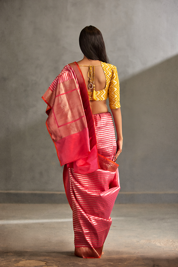 Rani Pink Silk Banarasi Sari