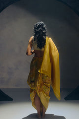 Yellow Banarasi Organza Sari