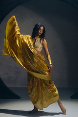 Yellow Banarasi Organza Sari