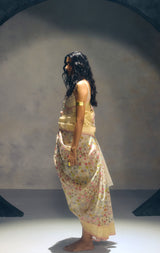 Real Zari Off White Banarasi Organza Sari