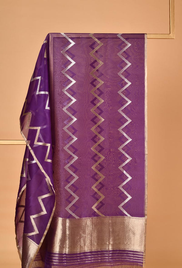 Organza Dupatta with Chevron Zari Lines