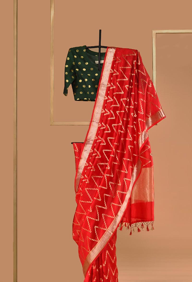 Red Banarasi Silk Sari