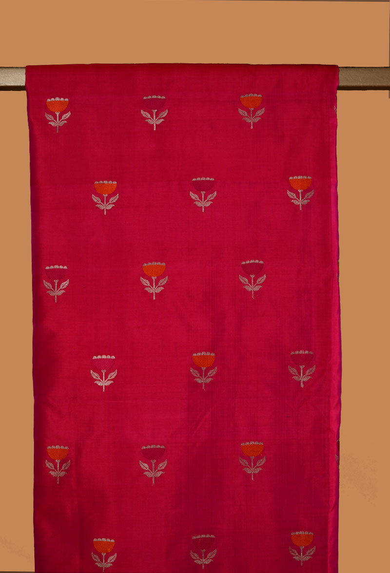 Red-Raani Banarasi Silk Unstitched  Suit set