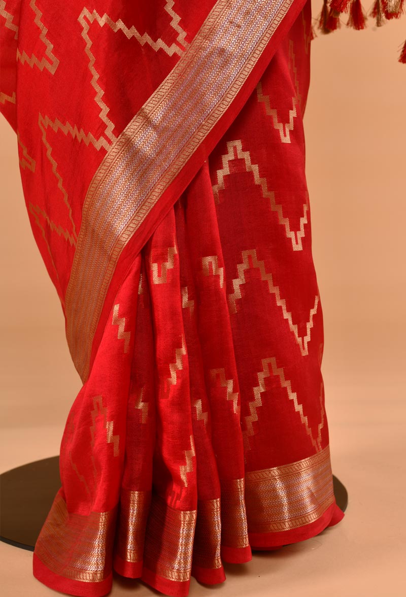 Red Banarasi Silk Sari