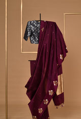 Plum Banarasi Silk Sari