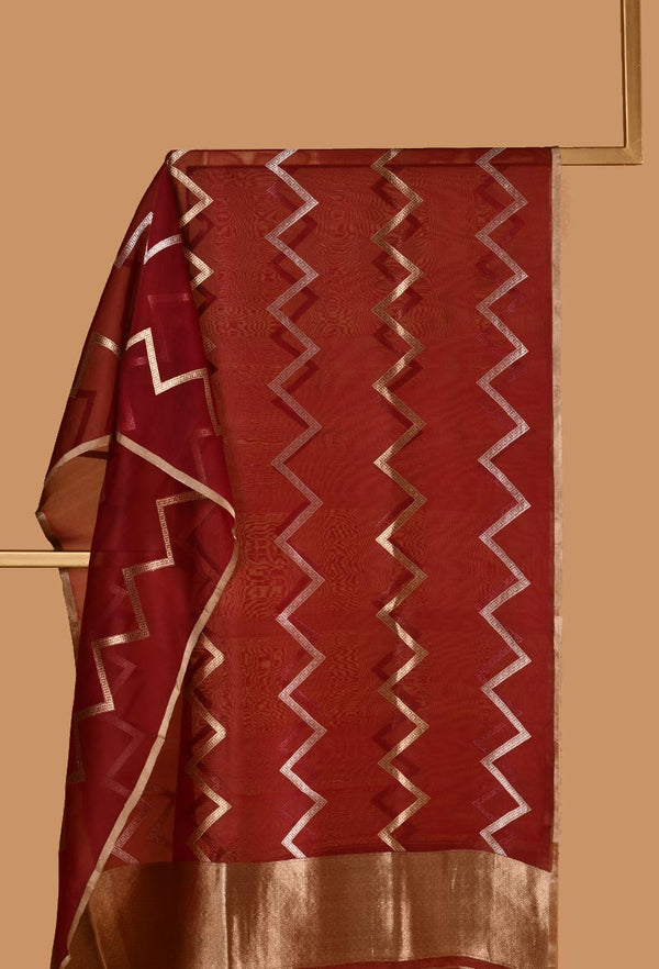 Organza Dupatta with Chevron Zari Lines