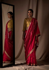 Raani Pink Chanderi Jaamdani  Silk Sari from the collection Lines