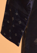 Banarasi Silk Navy Blue Kurta with Pants