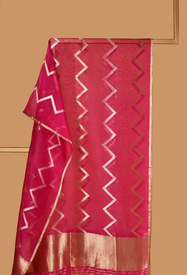 Organza Dupatta with Chevron Zari Lines