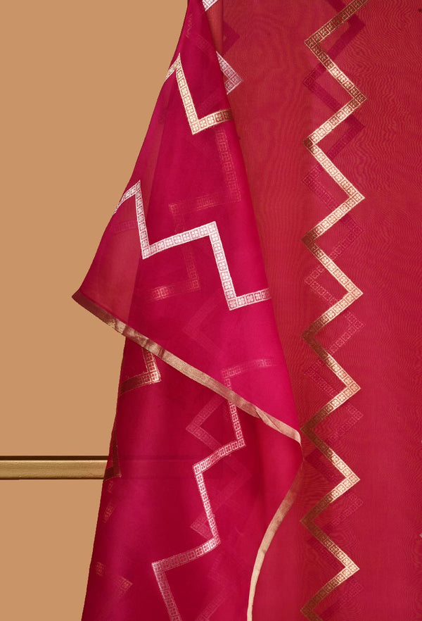 Organza Dupatta with Chevron Zari Lines