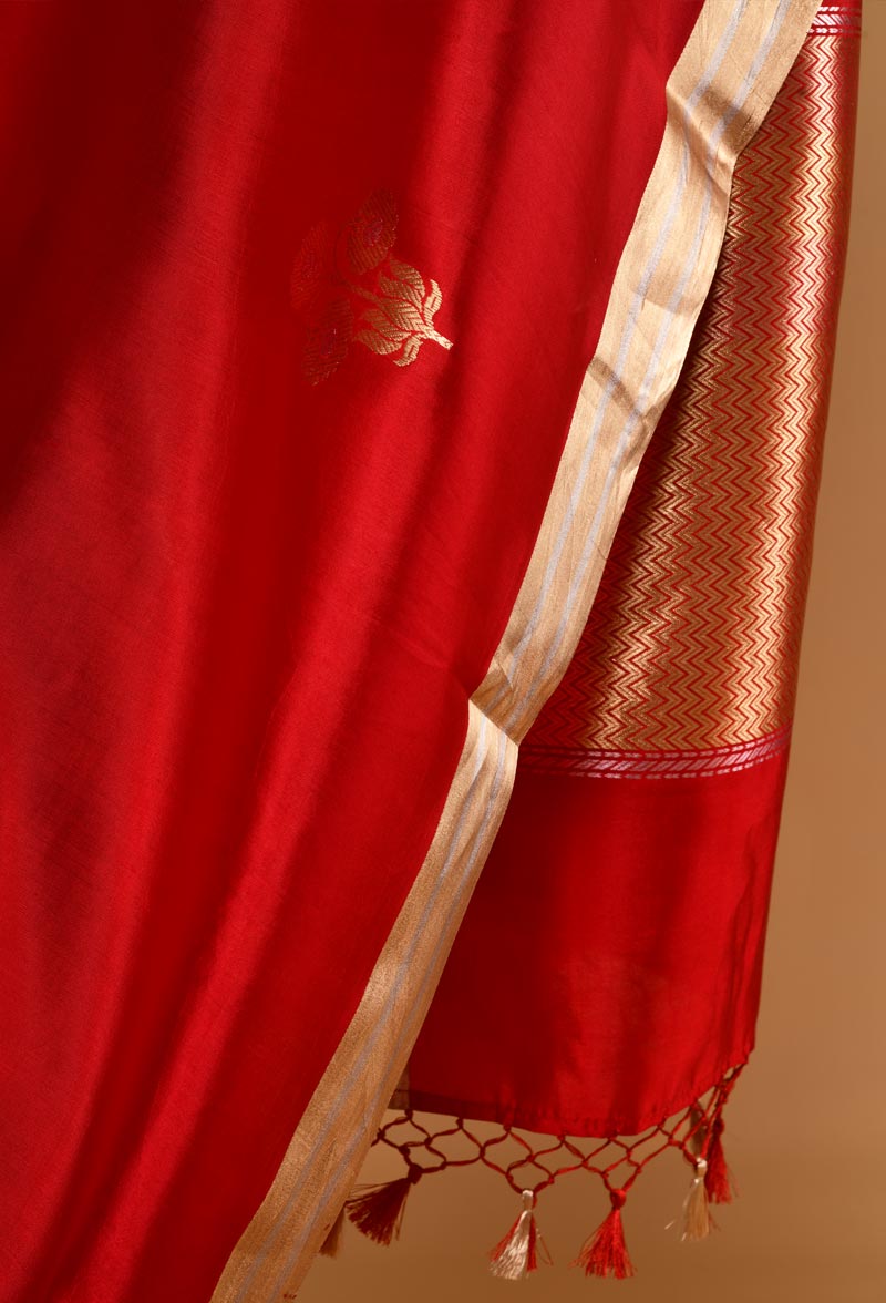 Red Banarasi Silk Sari