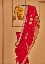 Raani Pink Chanderi Jaamdani Sari from our collection Lines