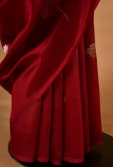 Maroon Banarasi Silk Sari