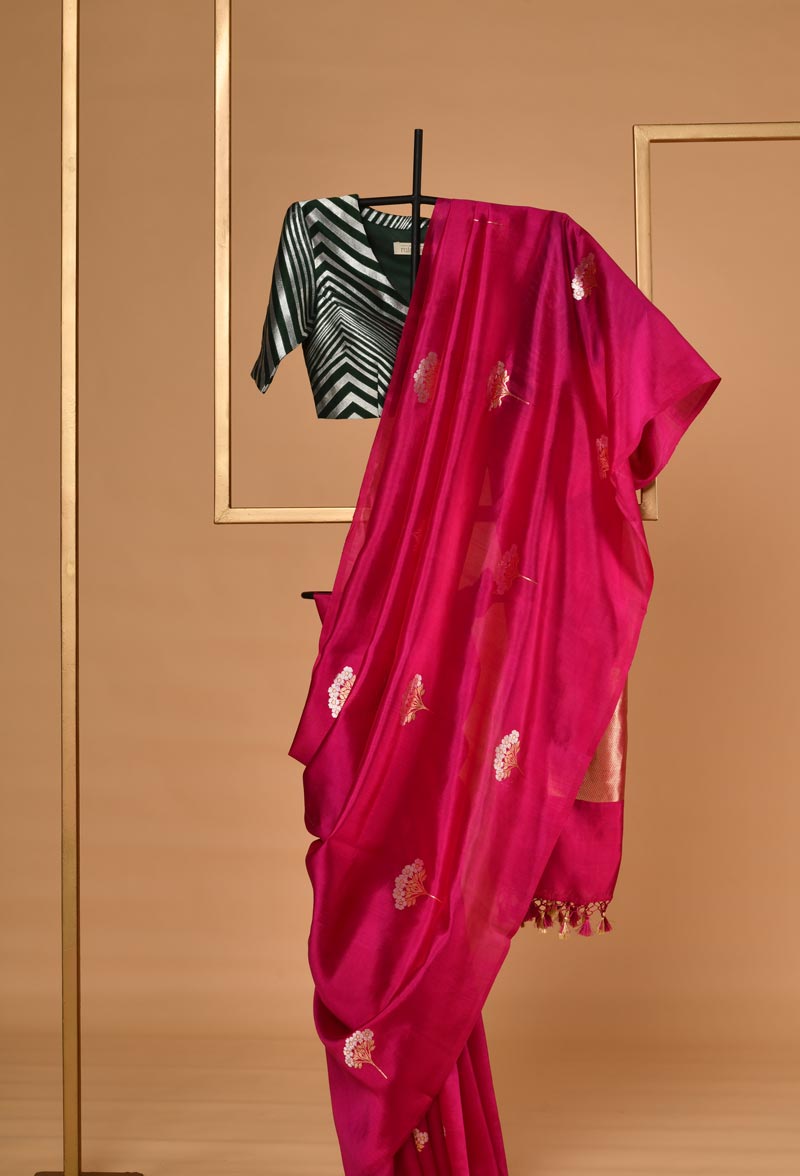 Rani Pink Banarasi Silk Sari