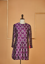 Banarasi Silk Purple Kurta with Pants