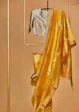 Yellow Chanderi Jaamdani Sari from our collection Lines