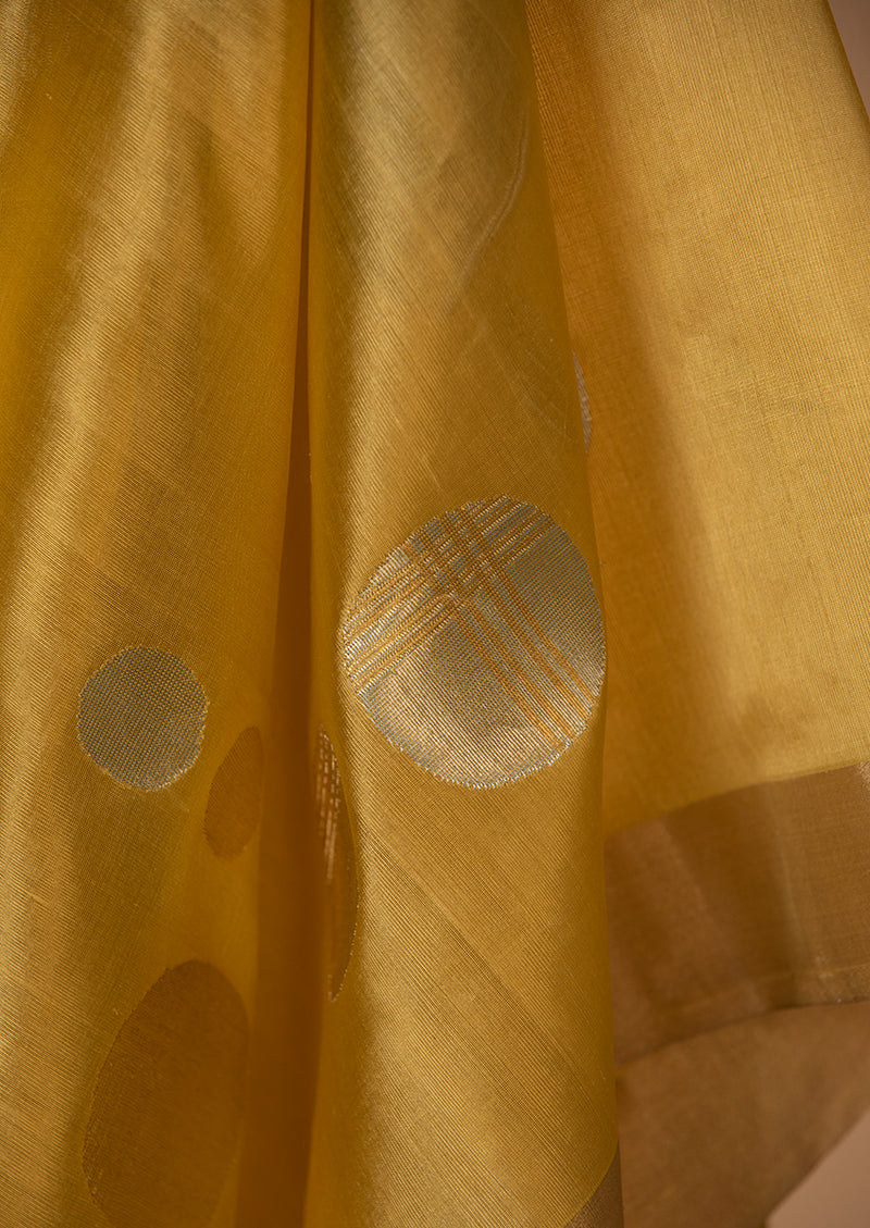 Yellow Chanderi Jaamdani Sari from our collection Lines