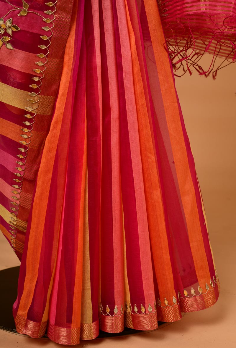 Rani Pink  Chanderi Gota Patti Sari