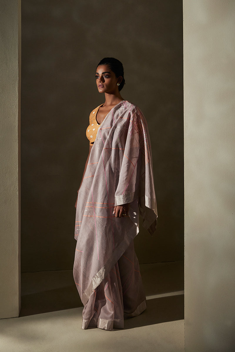 Mauve Chanderi Jaamdani Sari