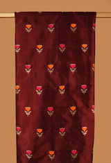 Wine Banarasi Silk Unstitched  Suit set