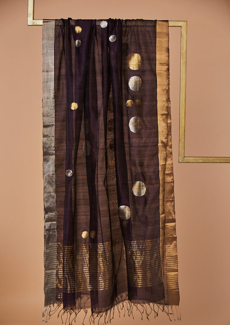 Brown Chanderi Jaamdani Dupatta from our collection "Lines"