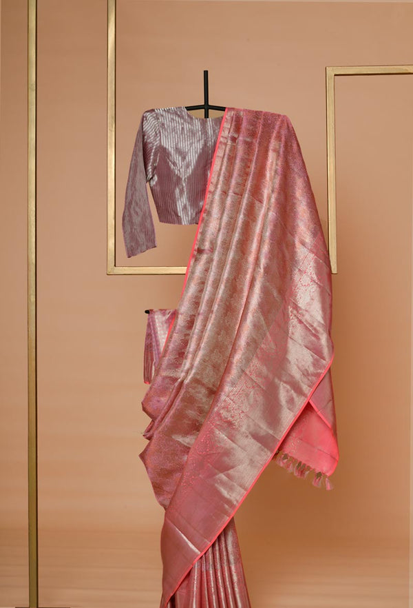 Pink Silk Kanjeevaram Sari