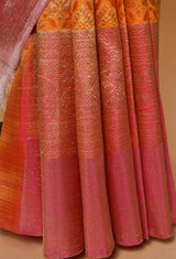 Orange Silk Kanjeevaram Sari