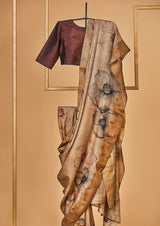 Natural Tassar Silk Printed Sari