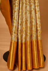 Golden Yellow Silk Kanjeevaram Sari