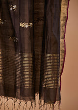 Brown Chanderi Jaamdani Dupatta