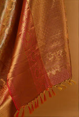 Pink -Orange Silk Kanjeevaram Sari