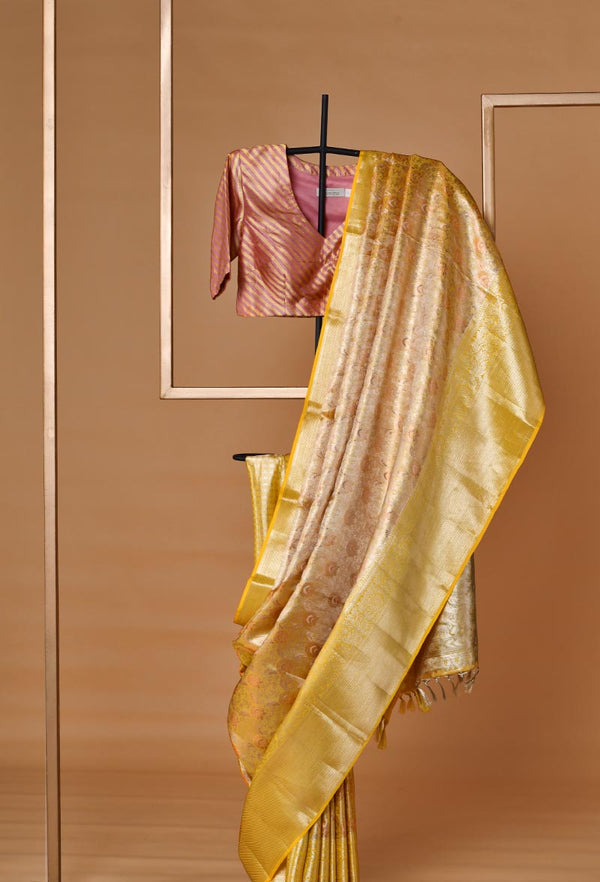 Yellow Silk Kanjeevaram Sari